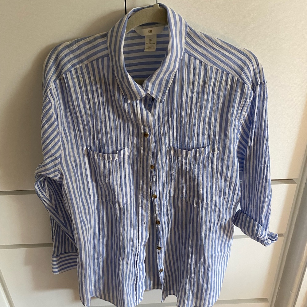 H&M corrugated cotton striped shirt